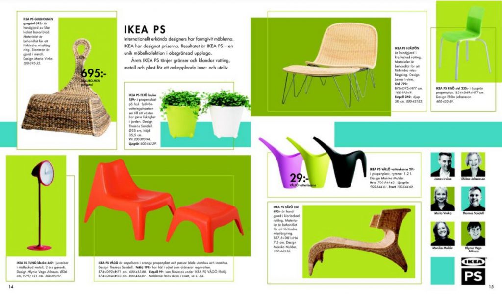 An IKEA catalog spread from 2003 includes the Vällo watering can