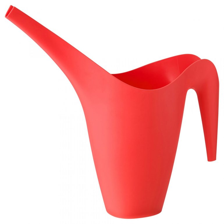 A red IKEA watering can designed by Monika Mulder
